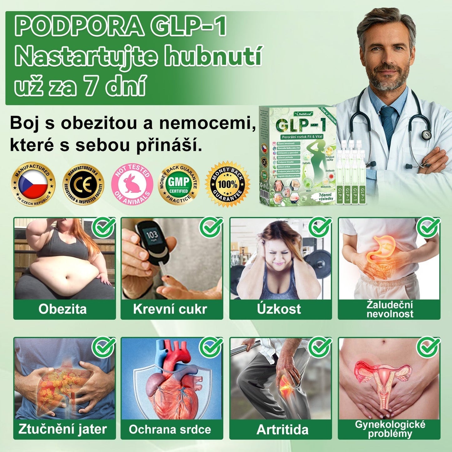 🏥Oficiální obchod ČR | BuildLeaf® GLP-1 8-v-1 Fit & Vital Řešení (Jednou denně, viditelné změny za 7 dní) ✅ Obezita, kardiovaskulární zdraví, cukrovka, spánková apnoe, zdraví střev, problémy se klouby a další.